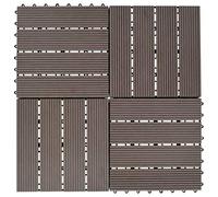 Brokky 45025 Piastrelle per Decking in WPC 11 pz 30x30cm 1mq Marrone Scuro Piastrelle in Legno di Acacia,per Pavimenti,con drenaggio,Piastrelle da Giardino