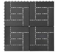 Brokky 45026 Piastrelle per Decking in WPC 11 pz 30x30cm 1 mq Nero Piastrelle in Legno di Acacia,per Pavimenti,con drenaggio,Piastrelle da Giardino
