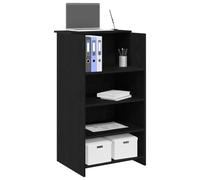 Brokky 859016 Banco Reception Nero 55x50x103,5 cm in Legno Multistrato Bancone Reception Ufficio Piccolo, Banco Reception Parrucchiere Moderno Tavolo, Bancone Cassa per Negozio E Spazio di Archiviazio