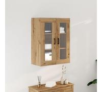 Brokky 862169 Armadio a Muro con Porte in Vetro Rovere Artigianale 69.5x34x90 cm Pensile Scolapiatti da Cucina,Mobile a Parete in Legno Resistente,Armadio Sospeso