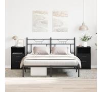 Brokky 862742 Comodini 2 pezzi Nero Rovere 40x35x65 cm Legno ingegnerizzato Comodini per Camera da Letto in Legno,Tavolino Design Moderno,Mobiletto Salvaspazio per Soggiorno