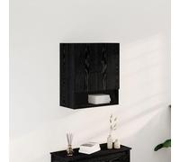 Brokky 862798 Armadio a muro Nero Rovere 60x30x70 cm in legno ingegnerizzato Pensile Scolapiatti da Cucina,Mobile a Parete in Legno Resistente,Armadio Sospeso