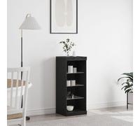 Brokky 863056 Sideboard con luci LED in rovere nero 41x37x100 cm Credenza Cucina,Mobiletto con Struttura in Legno,Vani Aperti e Armadietti,Credenza a per Soggiorno,Camera,Ufficio
