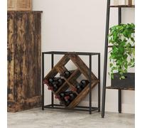 Brokky 868221 Portabottiglie in rovere affumicato 51x18x52,5 cm in legno ingegnerizzato Portabottiglie da Terra,Scaffale per Bottiglie di Vino e Calici,Portabicchieri,Cantinetta per Cucina,Bar,Sala da