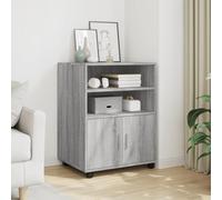Brokky Armadietto con Ruote Grigio Sonoma 60x48x81cm in Truciolato-Carrello Porta Stampante,Mobiletto con Ruote,Supporto per Stampante in Legno,Classificatore per Documenti per Studio,Ufficio