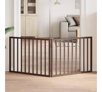 Brokky Cancello Cani Pieghevole 2 Pannelli Marrone 160cm Legno Pioppo-Cancelletto per Bambini, Barriera per Cani e Neonati, Recinzione Scale, Cancellino
