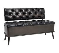 Brokky-Cassapanca con Schienale 110 cm Nera in Similpelle Scatola portaoggetti,Panca portaoggetti,Panca per Scarpe,Stile Moderno,per corridoio,Camera da Letto,Soggiorno