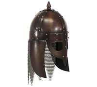 Brokky Elmo da Guerriero Vichingo Antico per LARP in Acciaio Rame|Casco Cavalieri Templari Crusader Armatura Casco Roman Silver, si adatta a quasi tutti gli adulti