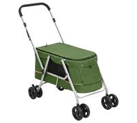 Brokky Passeggino Cani Pieghevole Verde 100x49x96cm Tessuto di Lino,Passeggino per Cani 2in1 - Box per Trasporto Cani - Borsa da Trasporto per Cani Pieghevole-Carrello per Animali con finestre a Rete