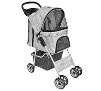 Brokky Passeggino per Cani/Gatti Pieghevole Grigio,Passeggino per Cani 2in1 - Box per Trasporto Cani - Borsa da Trasporto per Cani Pieghevole-Carrello per Animali con finestre a Rete e parapioggia