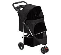 Brokky Passeggino per Cani Pieghevole Nero 80x46x98cm Tessuto Oxford,Passeggino per Cani 2in1 - Box per Trasporto Cani - Borsa da Trasporto per Cani Pieghevole-Carrello per Animali con finestre a Rete