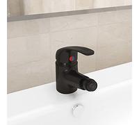 Brokky Rubinetto Miscelatore per Bidè Nero 13x12 cm-Rubinetto Miscelatore Bagno Bidet casa Testa Mobile Grigio Silver Basic