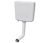 Brokky Sciacquone WC con Ingresso Acqua dal Basso 3/6 L Bianco-Cassetta di Scarico per Bagno WC Vaso A Zaino in PVC Esterna