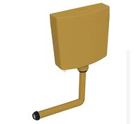 Brokky Sciacquone WC con Ingresso Acqua dal Basso 3/6 L Giallo Curry-Cassetta di Scarico per Bagno WC Vaso A Zaino in PVC Esterna