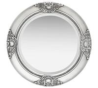 Brokky Specchio da Parete Stile Barocco 50 cm Argento,Specchio Moderno da Parete arredo casa Art Home Decor Soggiorno Modern Sala paret Camera Bagno Cucina Ingresso