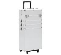 Brokky Valigia Trolley per Cosmetici in Alluminio Argento|Valigia Porta Trucchi Trolley Estetista Valigetta Make Up Beauty Case da Viaggio Grande con Ruote Girevoli Serrature Professionale