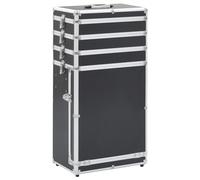 Brokky Valigia Trolley per Cosmetici in Alluminio Nero|Valigia Porta Trucchi Trolley Estetista Valigetta Make Up Beauty Case da Viaggio Grande con Ruote Girevoli Serrature Professionale