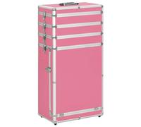 Brokky Valigia Trolley per Cosmetici in Alluminio Rosa|Valigia Porta Trucchi Trolley Estetista Valigetta Make Up Beauty Case da Viaggio Grande con Ruote Girevoli Serrature Professionale