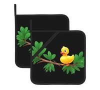 BROLEO Anatra giocattolo su un ramo di un albero stampa set di due pezzi tappetino quadrato isolato, ispessito, impermeabile, facile da pulire