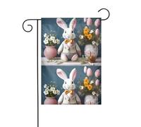 BROLEO Bastone da giardino vintage con stampa pasquale con coniglietto e fiore, decorazione per cortile esterno, 30,5 x 45,7 cm