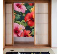 BROLEO Bella stampa di fiori di ibisco tenda divisoria divisoria protezione della privacy adatta per cucina, bagno, stanza 86,4 x 142,2 cm