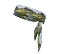 BROLEO Bellissimo foulard sportivo con stampa campo da golf, fascia casual, elastico, assorbe il sudore, regolabile, antiscivolo
