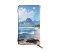 BROLEO Bellissimo portafoglio lungo in pelle con stampa hawaiana per ragazze e donne alla moda, durevole, elegante e funzionale, Nero , Taglia unica