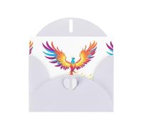 BROLEO Biglietto di auguri bianco colorato fenice che vola in fiamme stampe perfetto per San Valentino, anniversario di matrimonio e inviti per feste