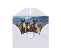 BROLEO Biglietto di auguri bianco con immagine di zebre sul Sudafrica per Natale, compleanno dei bambini, San Valentino e invito per feste
