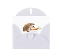 BROLEO Biglietto di auguri bianco con piccolo riccio che tira carote, perfetto per San Valentino, anniversario di matrimonio e inviti per feste