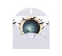 BROLEO Biglietto di auguri bianco con pipistrelli in un buco nero, stampa perfetta per San Valentino, anniversario di matrimonio e inviti per feste