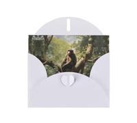 BROLEO Biglietto di auguri bianco con scimmia seduta su un albero per Natale, compleanno dei bambini, San Valentino e invito per feste