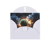 BROLEO Biglietto di auguri bianco con stampa a tema tennis febbre fulmine, perfetto per San Valentino, anniversario di matrimonio e inviti per feste