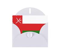 BROLEO Biglietto di auguri bianco con stampa bandiera dell'Oman, perfetto per San Valentino, anniversario di matrimonio e inviti per feste
