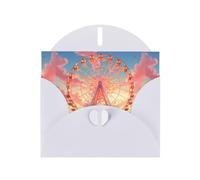 BROLEO Biglietto di auguri bianco con stampa di una ruota panoramica da sogno, perfetto per San Valentino, anniversario di matrimonio e inviti per feste
