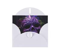 BROLEO Biglietto di auguri bianco viola con stampa di teschi horror, perfetto per San Valentino, anniversario di matrimonio e inviti per feste
