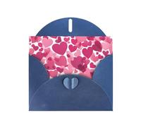 BROLEO Biglietto di auguri blu con cuori rosa, perfetto per San Valentino, anniversario di matrimonio e inviti per feste