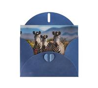 BROLEO Biglietto di auguri blu con immagine di zebre sul Sudafrica per Natale, compleanno dei bambini, San Valentino e invito a una festa