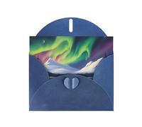 BROLEO Biglietto di auguri blu con splendide stampe dell'aurora boreale, perfetto per San Valentino, anniversario di matrimonio e inviti per feste