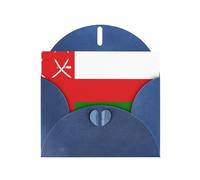 BROLEO Biglietto di auguri blu con stampa bandiera dell'Oman, perfetto per San Valentino, anniversario di matrimonio e inviti per feste