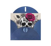 BROLEO Biglietto di auguri blu Sugar Horror Skull Flowers Rose Picture per Natale, compleanno dei bambini, San Valentino e invito per feste