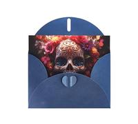 BROLEO Biglietto di auguri blu Sugar Horror teschio e fiori stampa perfetto per San Valentino, anniversario di matrimonio e inviti per feste