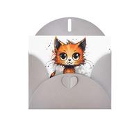 BROLEO Biglietto di auguri grigio con stampa di gattini in stile cartone animato, perfetto per San Valentino, anniversario di matrimonio e inviti per feste