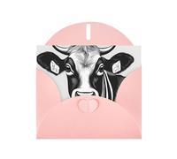 BROLEO Biglietto di auguri rosa con immagine di mucca bianca nera per Natale, compleanno dei bambini, San Valentino e invito a una festa