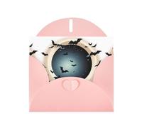 BROLEO Biglietto di auguri rosa con pipistrelli in un buco nero, stampa perfetta per San Valentino, anniversario di matrimonio e inviti per feste