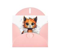 BROLEO Biglietto di auguri rosa con stampa di gattini in stile cartone animato, perfetto per San Valentino, anniversario di matrimonio e inviti per feste