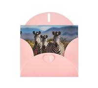 BROLEO Biglietto di auguri rosa zebre sul Sud Africa immagine per Natale, compleanno dei bambini, San Valentino e invito per feste