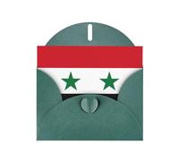 BROLEO Biglietto di auguri verde scuro con bandiera della Repubblica Araba Siriana, immagine per Natale, compleanno dei bambini, San Valentino e invito a una festa