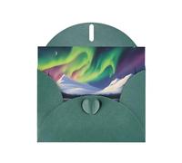 BROLEO Biglietto di auguri verde scuro con splendide stampe dell'aurora boreale, perfetto per San Valentino, anniversario di matrimonio e inviti per feste