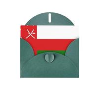 BROLEO Biglietto di auguri verde scuro con stampa bandiera dell'Oman, perfetto per San Valentino, anniversario di matrimonio e inviti per feste